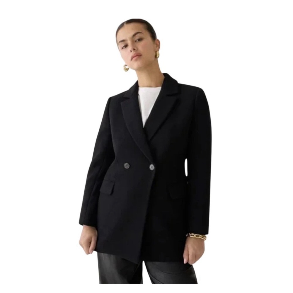 JCrew Evening Blazer Jacket Womens 4 Black Italian Double Cloth Wool BM426